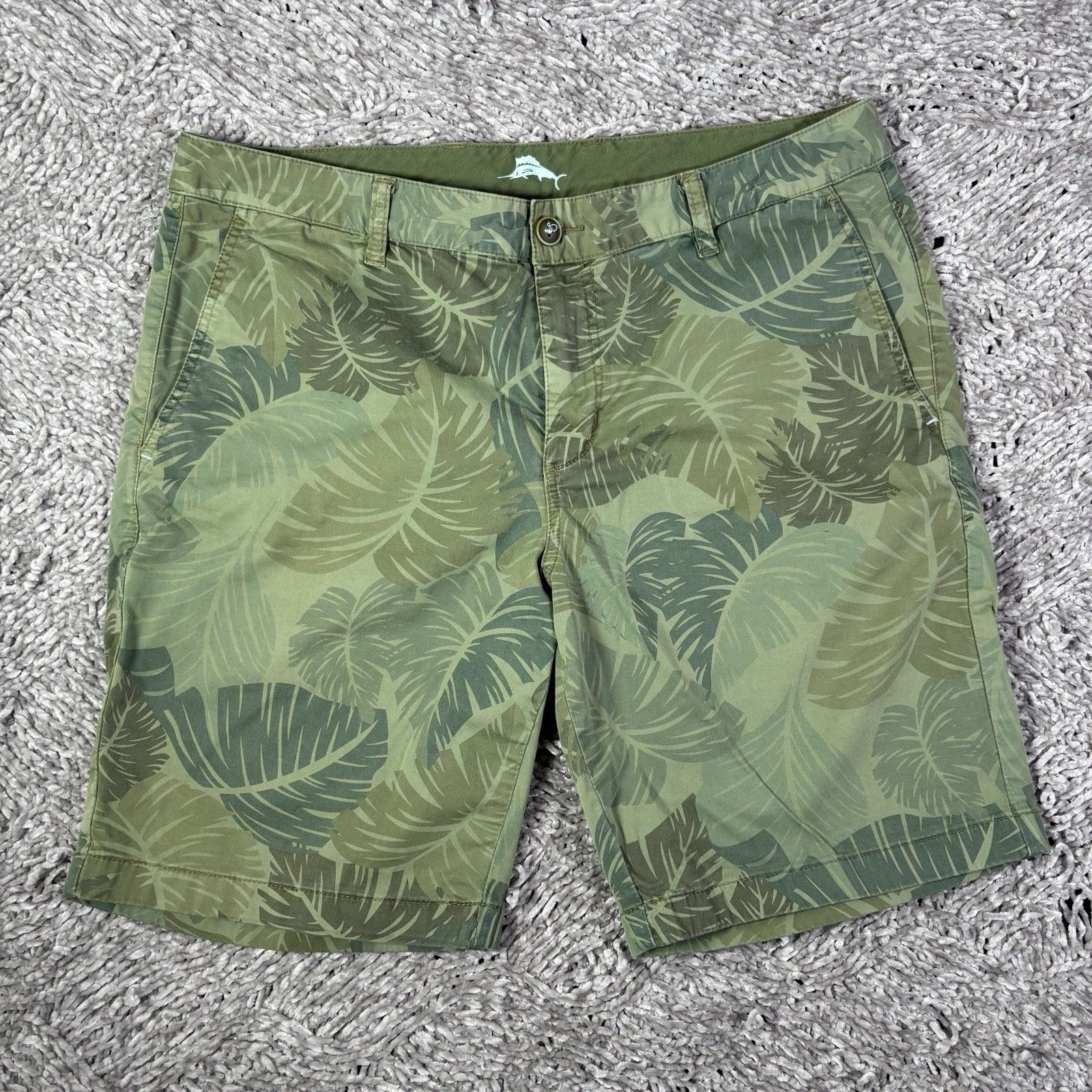 Tommy Bahama Chino Shorts Mens 36 Floral Preppy Golf Green Stretch Beach Summer